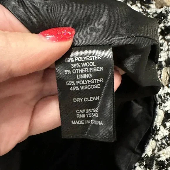 House Of Harlow 1960 Skort BlackWhite Gold Metallic Boucle Tweed Wool Blend Med. - Picture 6 of 6